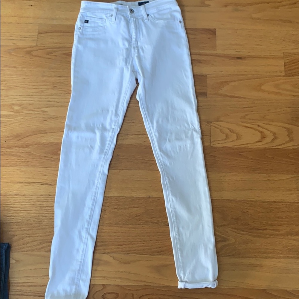 AG high rise white jeans